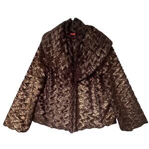 ALICE + OLIVIA Stacey Bendet $396 Brown Copper Faux Fur Coat Jacket S Whimsigoth